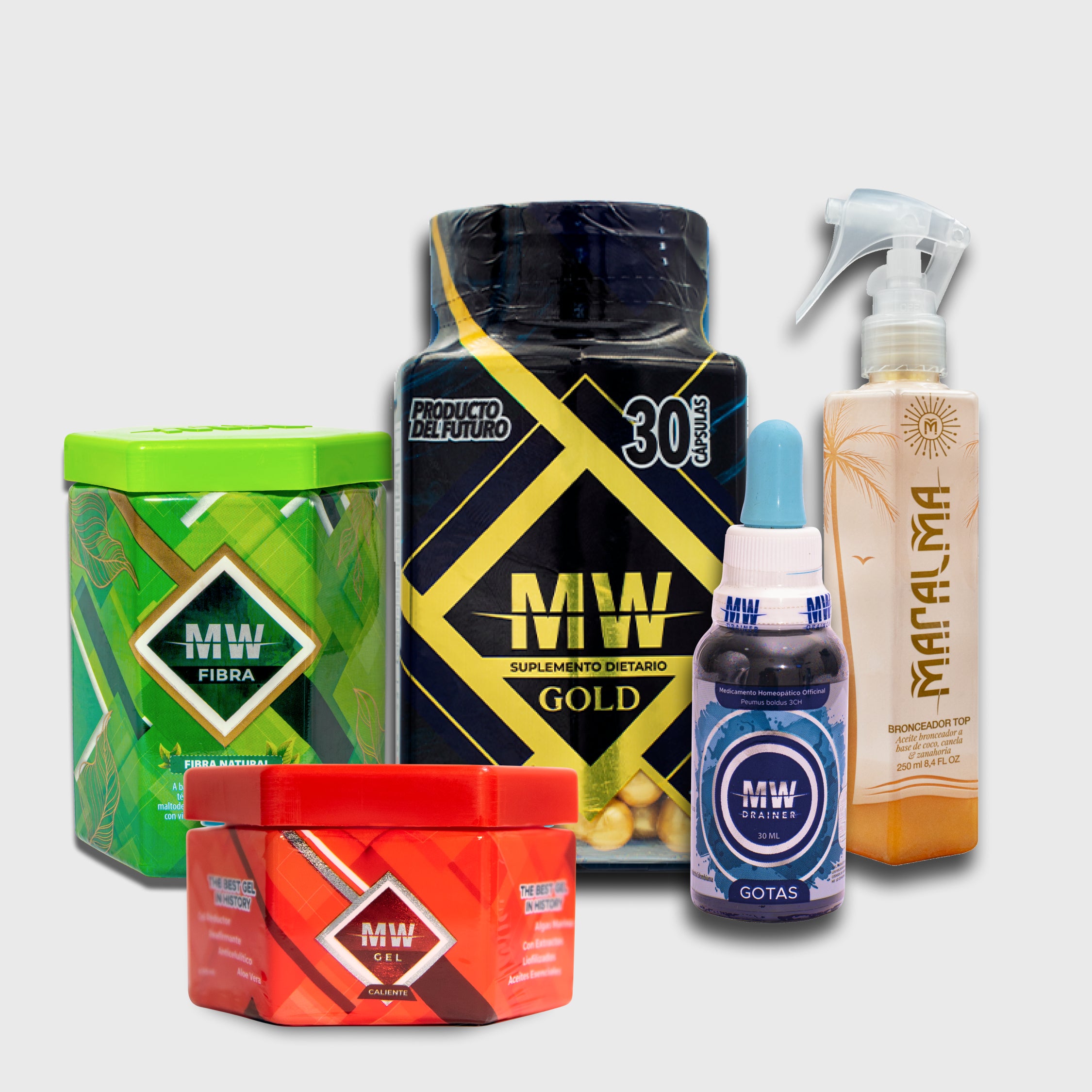 COMPLETE PACK: MW GOLD + MW DRAINER + MW WARM GEL + MW FIBER + MARALMA